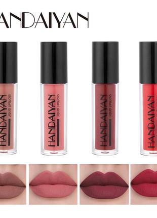 Набір рідких матових помад handaiyan liquid lipgloss 02 4 шт2 фото