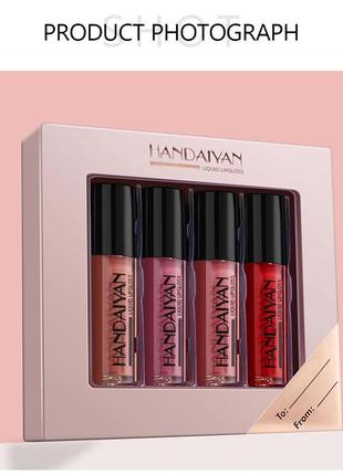 Набір рідких матових помад handaiyan liquid lipgloss 02 4 шт4 фото