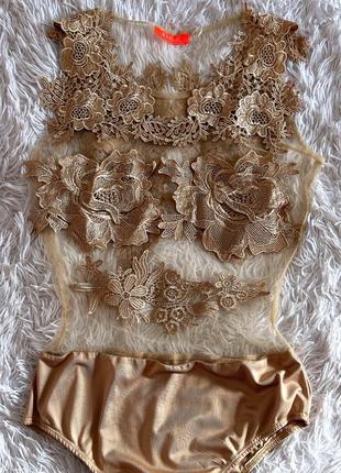 Бежевый боди banjul цветочный принт