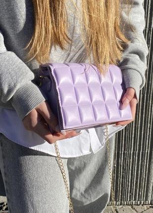 Жіноча маленька  сумка клатч на ланцюжку фіолетова лілова5 фото