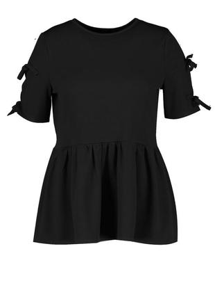 Черная блуза с завязками2 фото