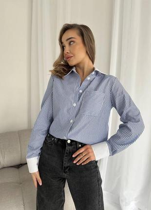 Коттоновая полосатая рубашка в стиле бренда, женская классическая рубашка в полоску