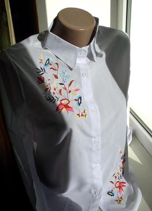 Рубашка белая с вышивкой вышиванка нарядная праздничная красивая5 фото