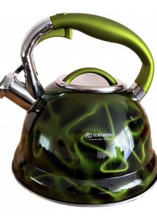 Чайник со свистком edenberg eb-1911green зелений 3л1 фото