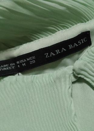 Бірюзова коротка сукня плісирована з принтом по низу від zara10 фото