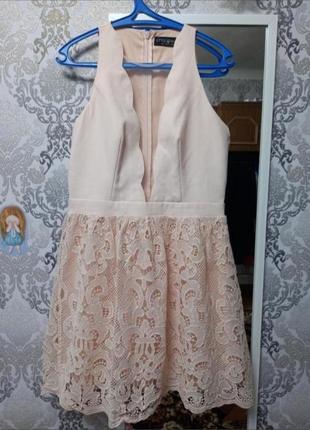 Платье коктейльное ажурное кружевое вечернее платье пышное прозрачное