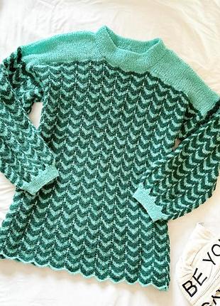 Бирюзовый вязаный свитер