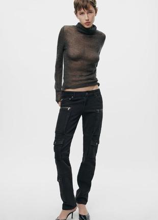 Черные слим джинсы карго zara eu 40 ( наш 46)2 фото