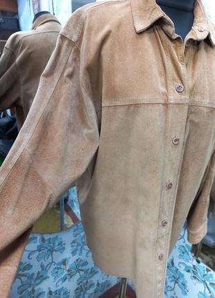 Невероятно крутая рубашка кардиган куртка из натуральной замши3 фото