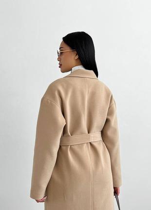 Теплое кашемировое пальто на весну с поясом, женское пальто на весну с шерстью в составе8 фото
