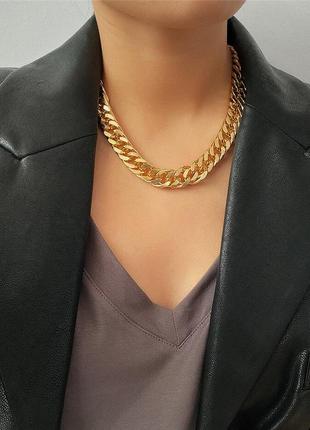 Цепь крупная цепочка колье ожерелье под золото новая