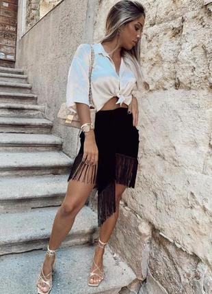 Оксамит і бахрома спідниця zara