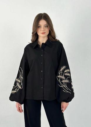 Вышитая рубашка блуза вышиванка рубашка черная рубашка