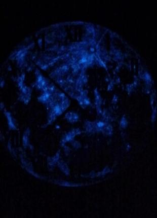 Наклейка луна светящаяся в темноте 30 см голубое свечение декор украшение комнаты2 фото