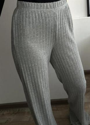 Трендові сірі трикотажні брюки штани палацо в рубчик бренд primark8 фото