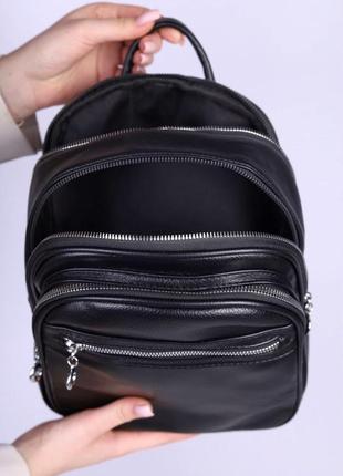 Якісний класичний жіночий рюкзак з еко-шкіри базовий жіночий рюкзак чорний повсякденний рюкзак на кожен день2 фото