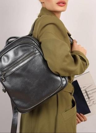 Якісний класичний жіночий рюкзак з еко-шкіри базовий жіночий рюкзак чорний повсякденний рюкзак на кожен день6 фото