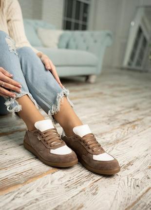 Кеды женские кожаные шоре+белый