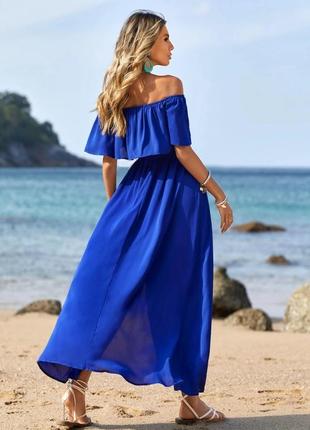 Синее длинное платье шифон2 фото