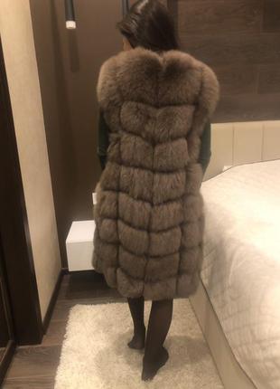 Натуральная меховая жилетка песец (спинки) 90 см