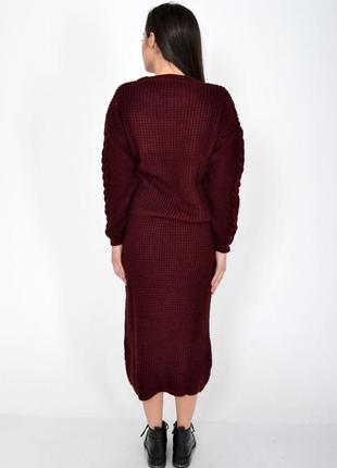 Новый стильный теплый вязаный женский костюм юбка длины миди и свитер3 фото
