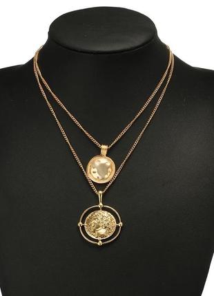 Модне двошарове намисто медальйон монети