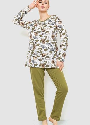 Піжама жіноча утеплена, колір хакі, 219r004