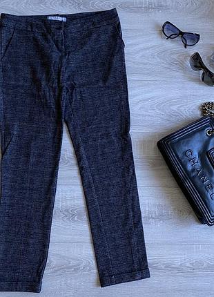 Теплі штани в клітинку темно сірі fimore