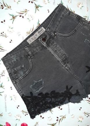 🎁1+1=3 крутые джинсовые шорты с кружевом denim co оригинал, размер 42 - 442 фото
