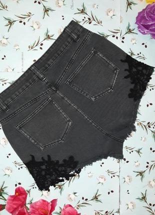 🎁1+1=3 крутые джинсовые шорты с кружевом denim co оригинал, размер 42 - 443 фото