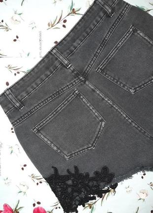 🎁1+1=3 крутые джинсовые шорты с кружевом denim co оригинал, размер 42 - 444 фото