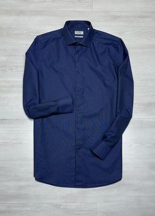 Next regular fit мужская темно-синяя индиго базовая хлопковая рубашка