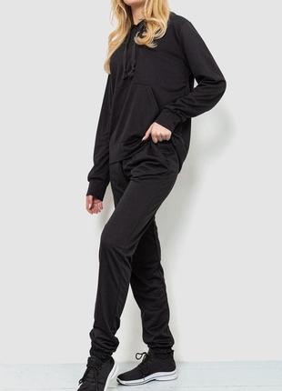 Спорт костюм жіночий двонитка, колір чорний, 244r0093 фото