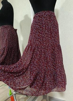 Ярусная юбка-миди в цветы из шифона boden сток этно бохо5 фото