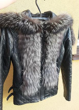 Кожаная куртка с натуральным мехом
