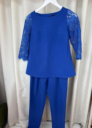 Костюм синий женский штаны и кофта8 фото