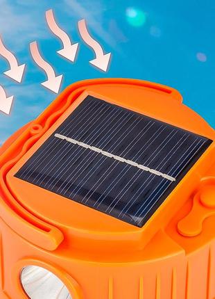 Фонарь lesko 2000 mah orange туристический кемпинговый на солнечной батарее dm-11