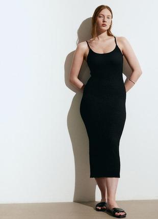 Плаття із жатої тканини для жінки h&m 1164787-001 xs чорний