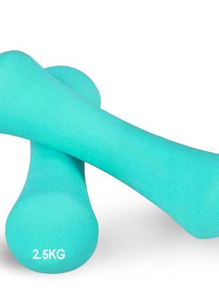 Гантели для фитнеса тренировочные неопреновые powerplay 4126 spartacus 2*2,5 кг. мятные (пара - 2шт.) dm-11
