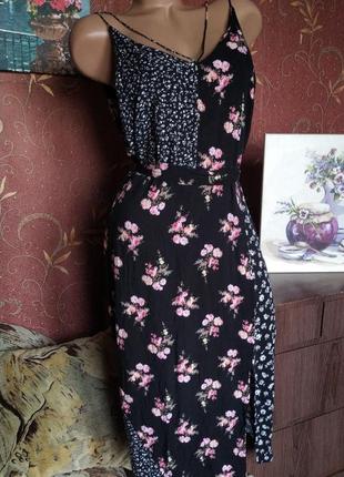Летнее платье миди с цветочным принтом на бертелях от topshop3 фото
