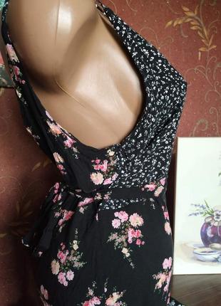 Летнее платье миди с цветочным принтом на бертелях от topshop6 фото