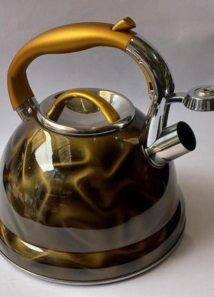 Чайник со свистком edenberg eb-1911yellow желтый 3л5 фото