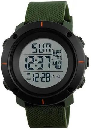 Часы наручные мужские skmei 1213ag army green big size, брендовые мужские часы. цвет: зеленый dm-11