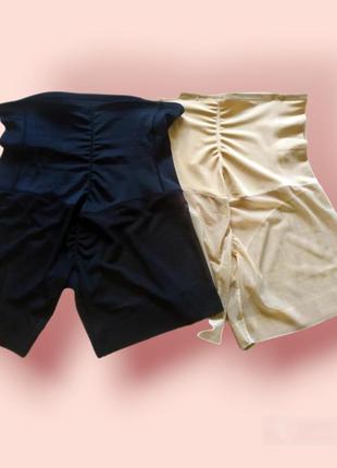 Женские шорты моделирующие панталоны с утяжкой животика против натирания со средней посадкой сетчатые черные7 фото