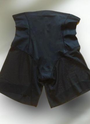 Женские шорты моделирующие панталоны с утяжкой животика против натирания со средней посадкой сетчатые черные3 фото
