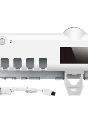 Диспенсер для зубної пасти та щіток toothbrush sterilizer автоматичний  тримач з уф лампою для стирилізації щіток