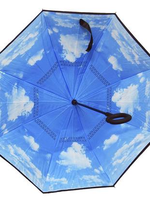 Парасолька up-brella синє небо новинка смарт парасолька зворотного додавання ручка hands free розумна парасолька dream3 фото