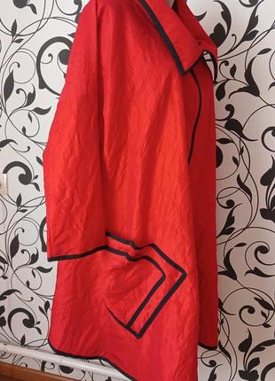 Красная ветровка оверсайз, ветровка в стиле бохо, нейлоновый плащ gudrun grenz, дизайнерская нейлоновая накидка, в стиле бохо2 фото