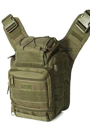 Сумка тактична через плече aokali outdoor a25 (green) військова чоловіча з кишенями на блискавці df_i7