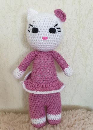 Мягкая вязаная игрушка hello kitty